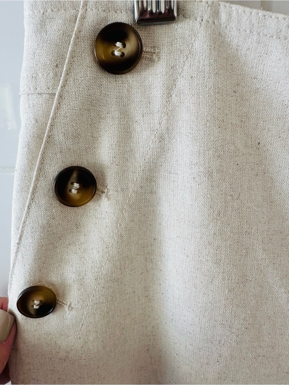 Commense Neutral Beige Sailor Linen-Blend Wide Leg Pants - Picture 7 of 8